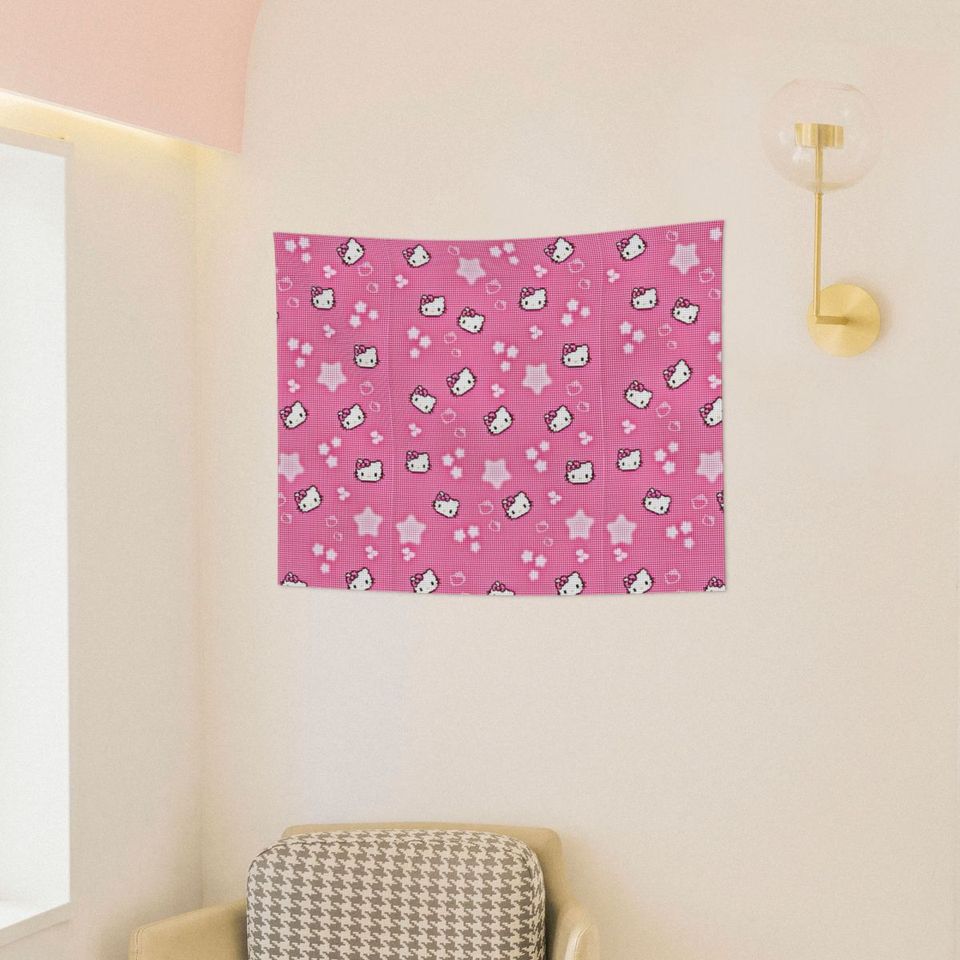 Sanrio Kawaii Hello Kitty Anime Tapestry, Hippie Polyester Wall Hanging, Room Decor Beach Mat, Mandala Tapestries