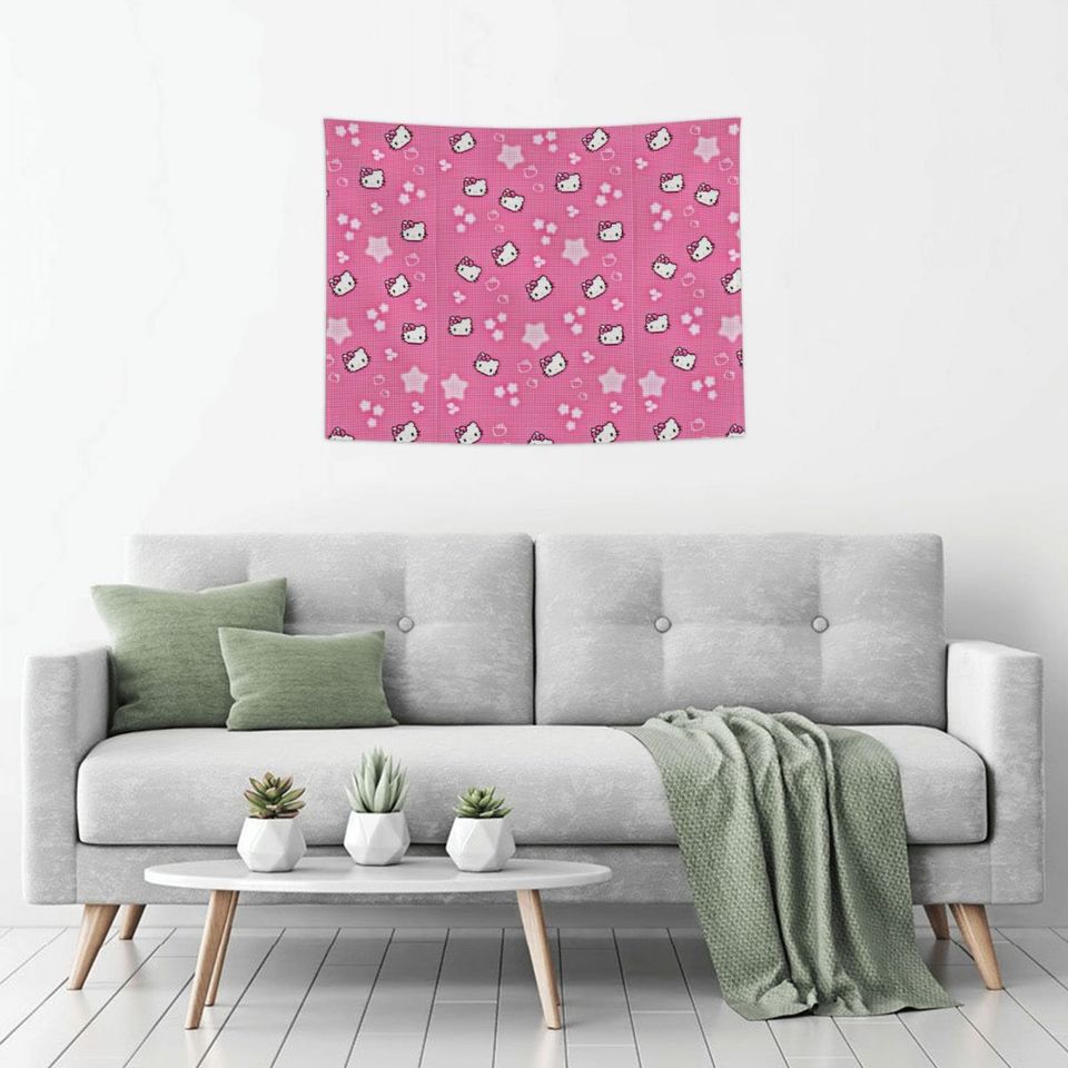 Sanrio Kawaii Hello Kitty Anime Tapestry, Hippie Polyester Wall Hanging, Room Decor Beach Mat, Mandala Tapestries