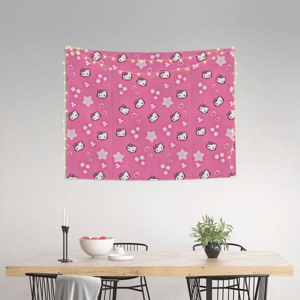Sanrio Kawaii Hello Kitty Anime Tapestry, Hippie Polyester Wall Hanging, Room Decor Beach Mat, Mandala Tapestries