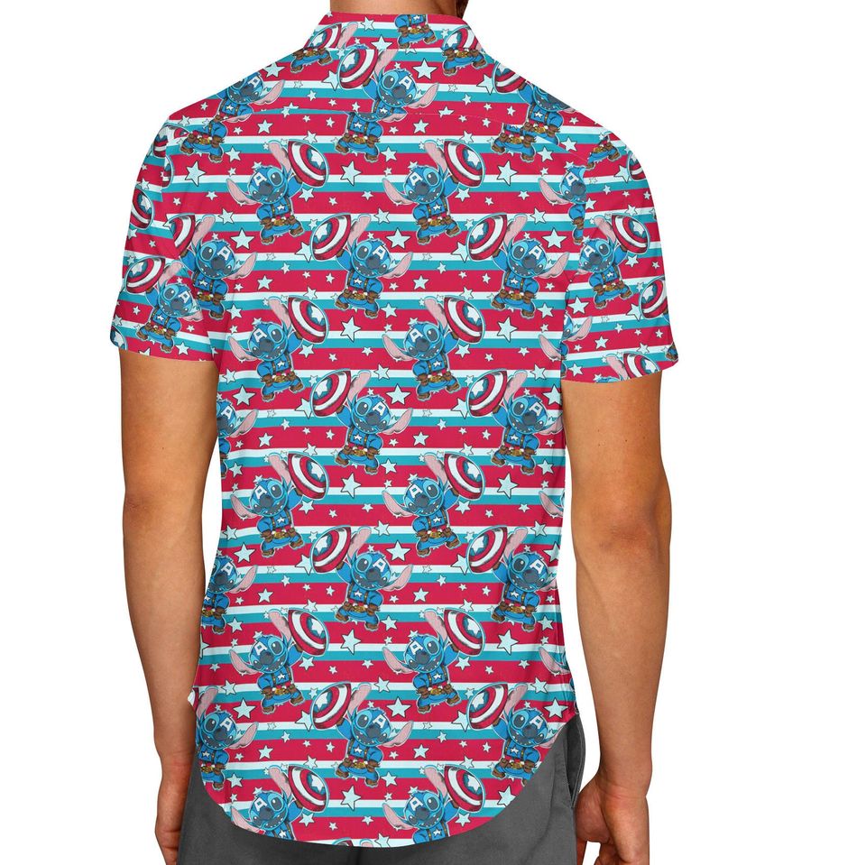 Superhero Stitch - Captain America - Disney Hawaiian Shirt