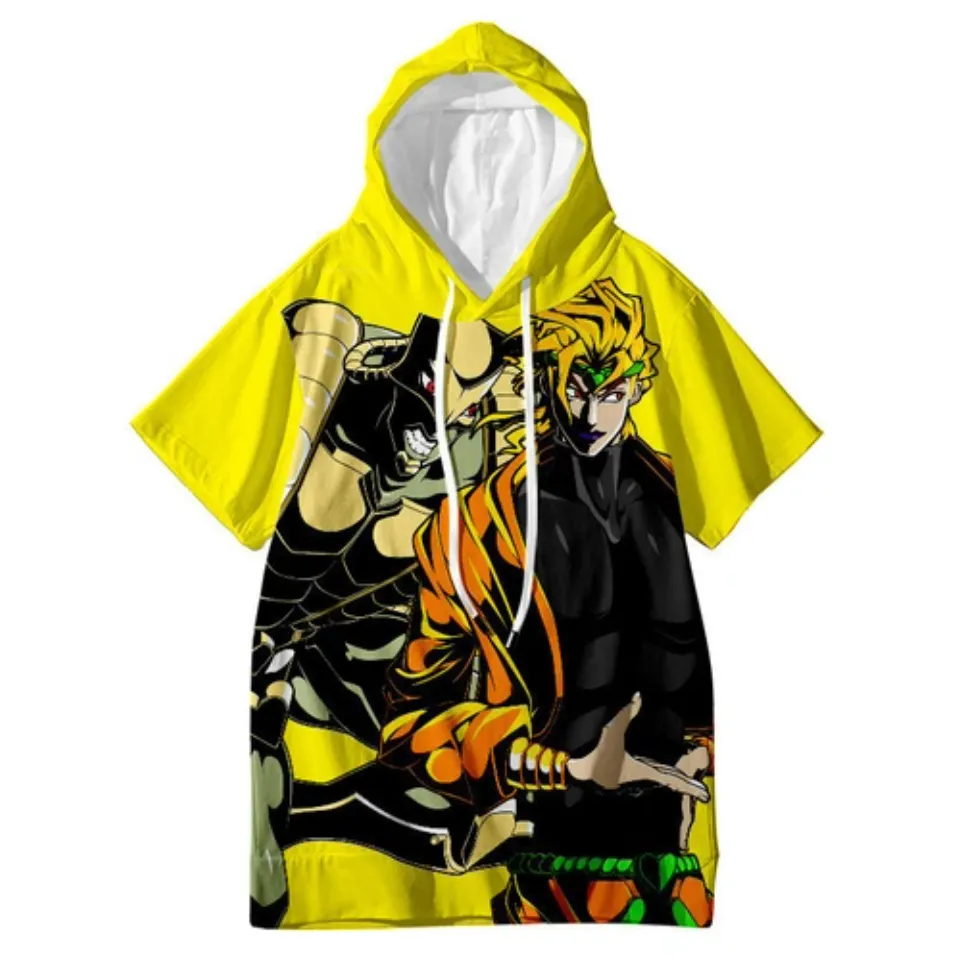JoJo's Bizarre Adventure Jotaro Kujo Short Sleeve Hoodie Shirt Thin Material