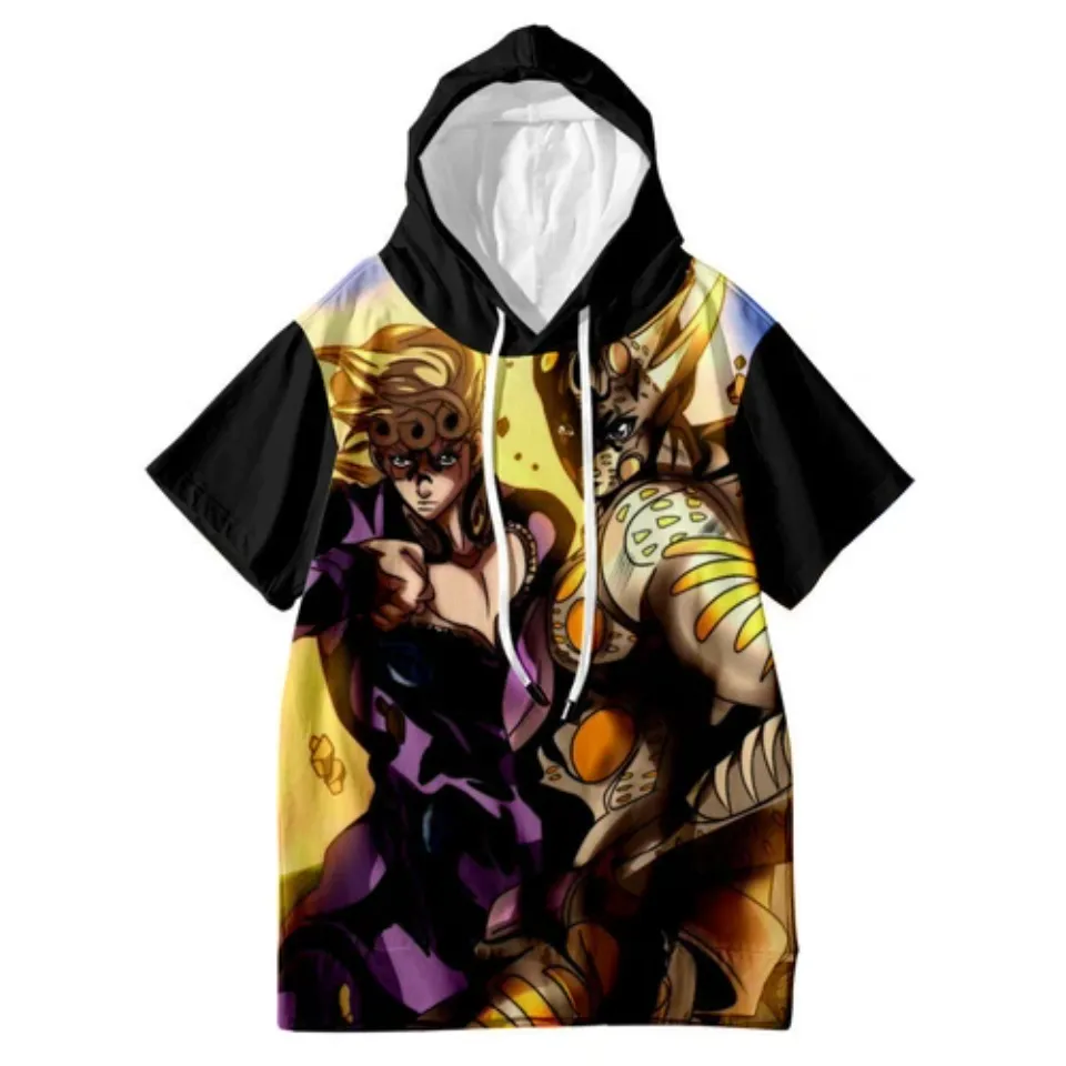 JoJo's Bizarre Adventure Jotaro Kujo Short Sleeve Hoodie Shirt Thin Material