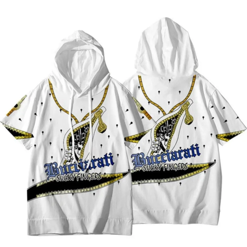 JoJo's Bizarre Adventure Jotaro Kujo Short Sleeve Hoodie Shirt Thin Material