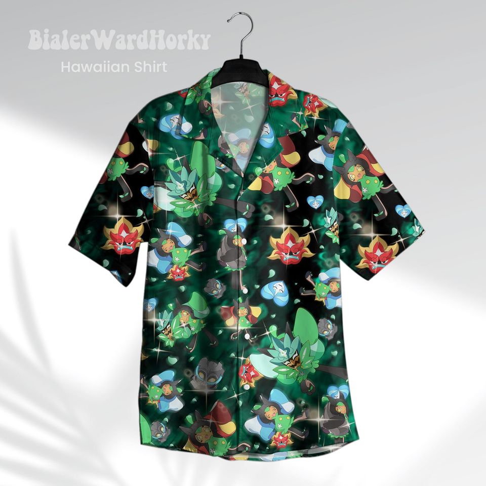 Ogerpon Hawaii Shirt Grass Type Green Shirt Aloha Shirt Anime Shirt Ogerpon Gifts
