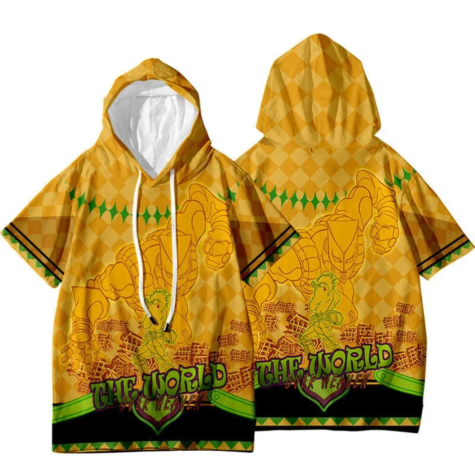 JoJo's Bizarre Adventure Jotaro Kujo Short Sleeve Hoodie Shirt Thin Material