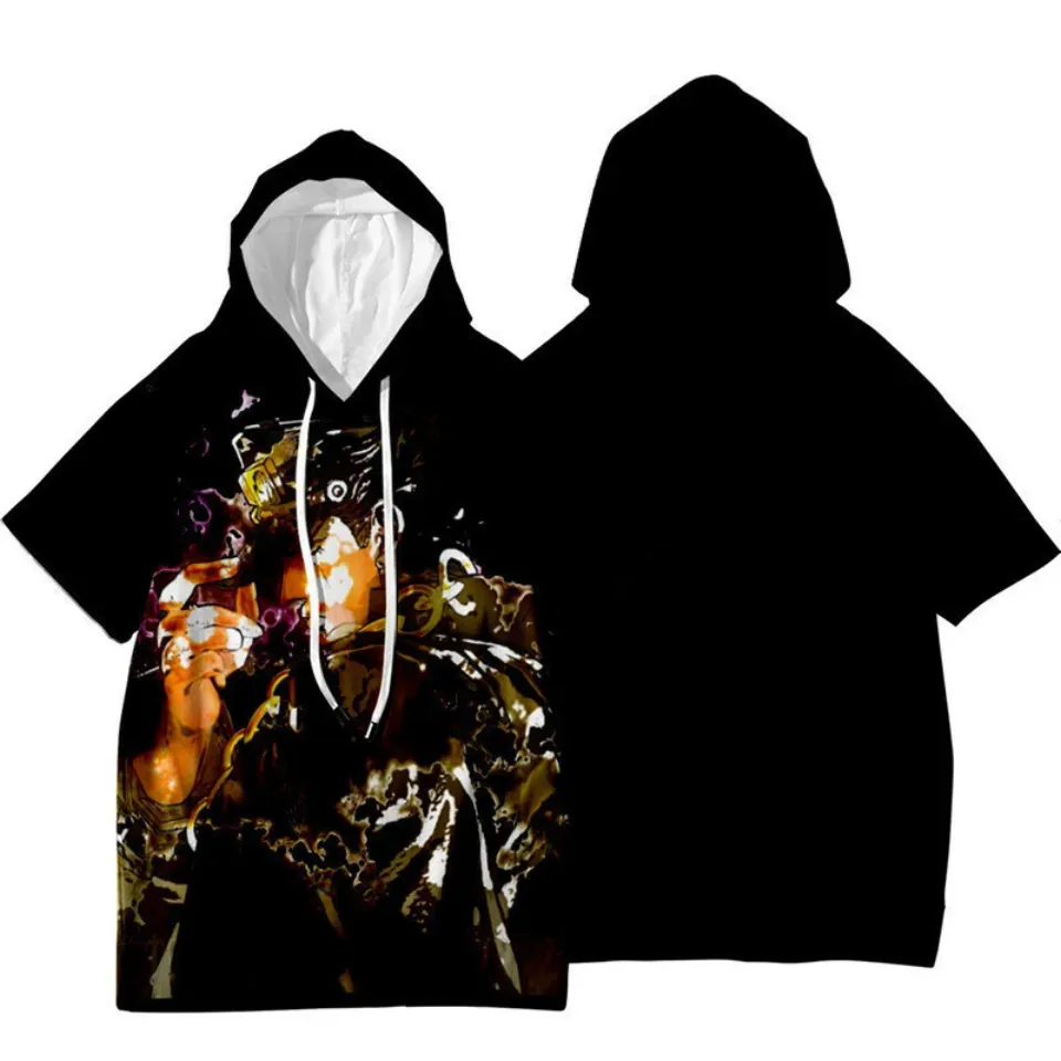 JoJo's Bizarre Adventure Jotaro Kujo Short Sleeve Hoodie Shirt Thin Material