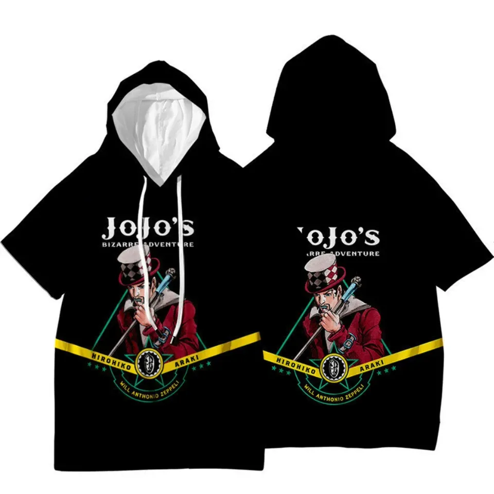 JoJo's Bizarre Adventure Jotaro Kujo Short Sleeve Hoodie Shirt Thin Material