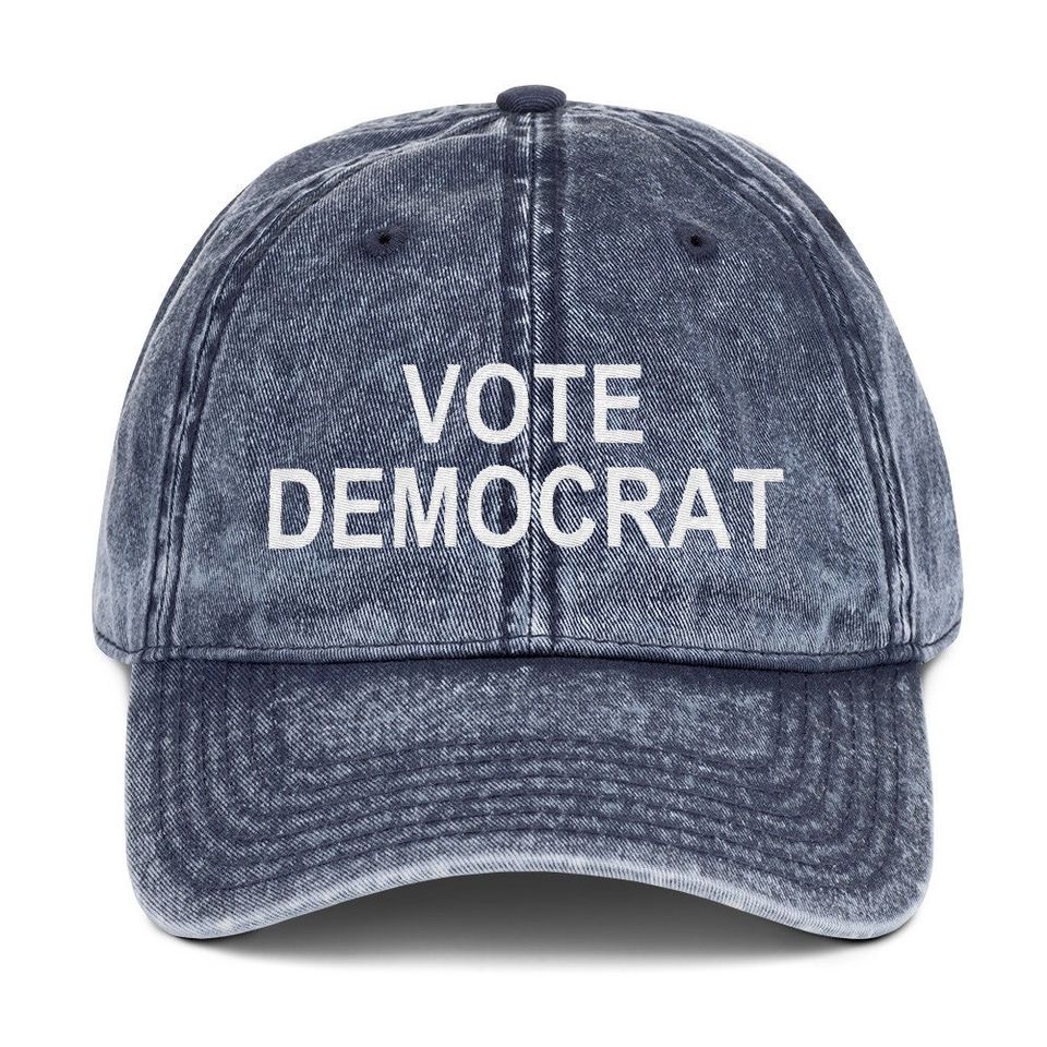 Vote Democrat Embroidered Vintage Cotton Twill Cap | Election 2020 Hat