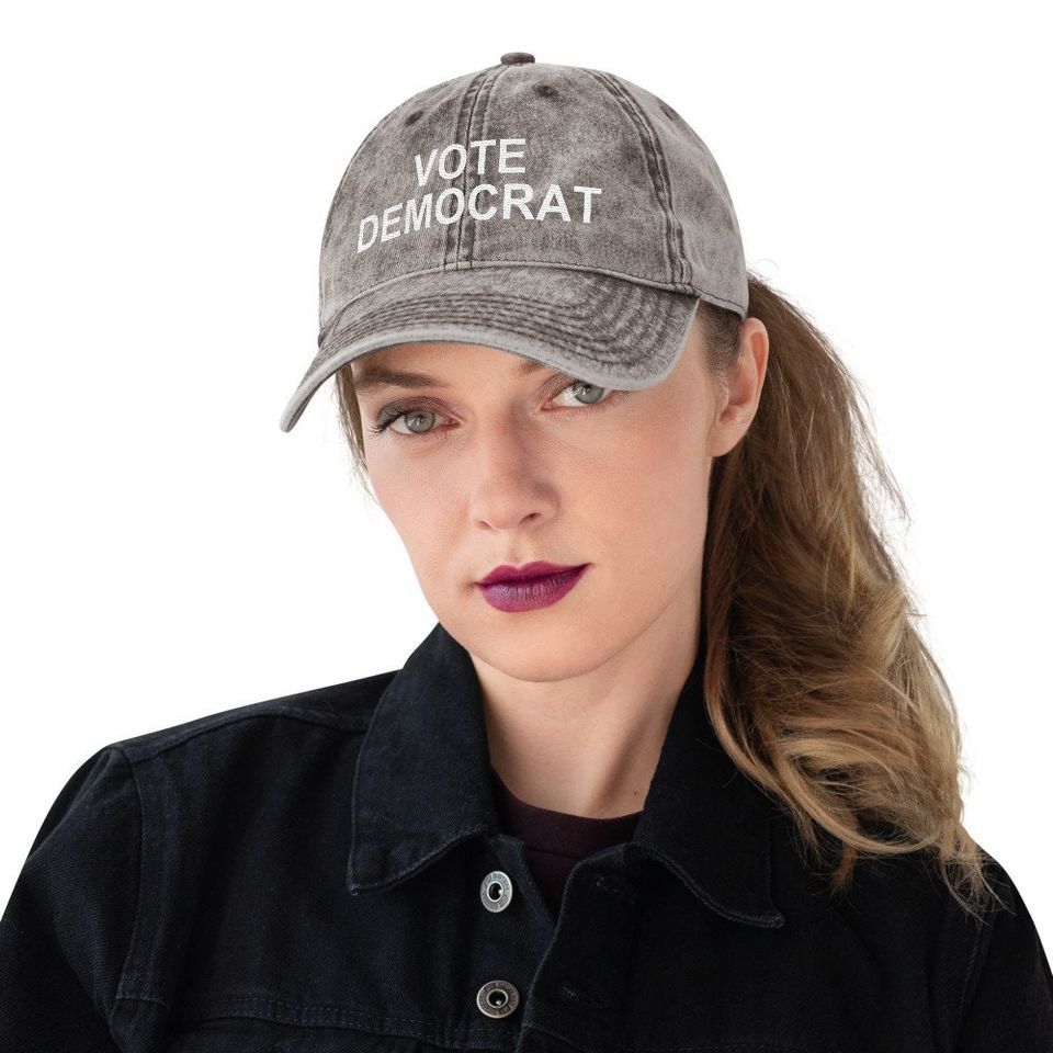 Vote Democrat Embroidered Vintage Cotton Twill Cap | Election 2020 Hat