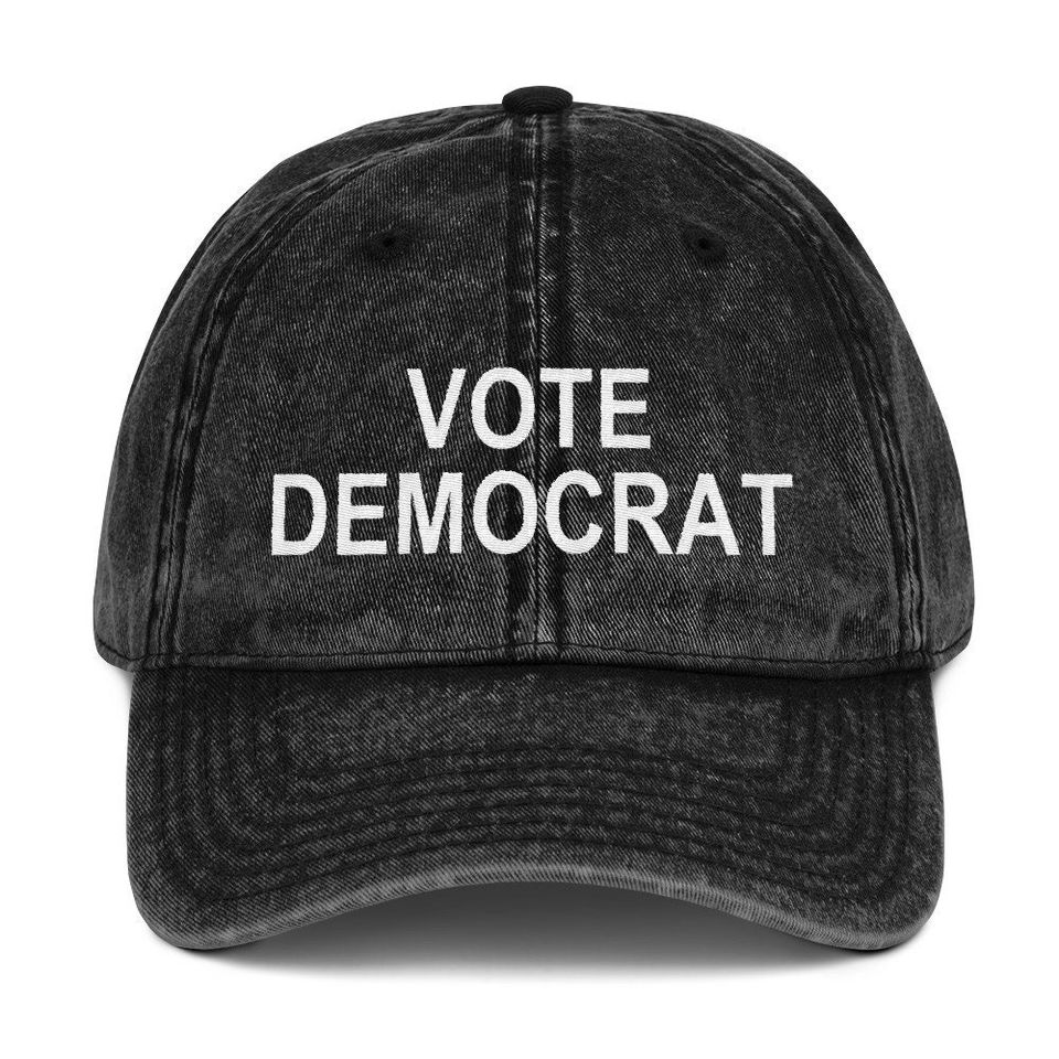 Vote Democrat Embroidered Vintage Cotton Twill Cap | Election 2020 Hat