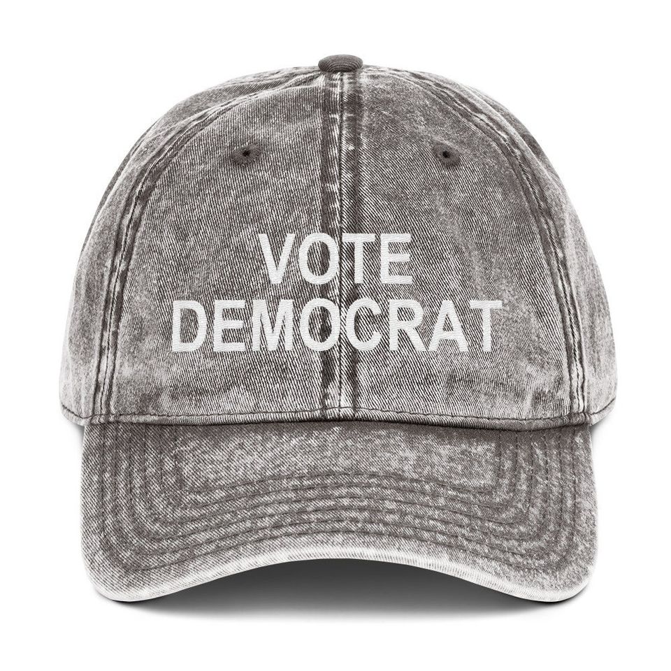Vote Democrat Embroidered Vintage Cotton Twill Cap | Election 2020 Hat
