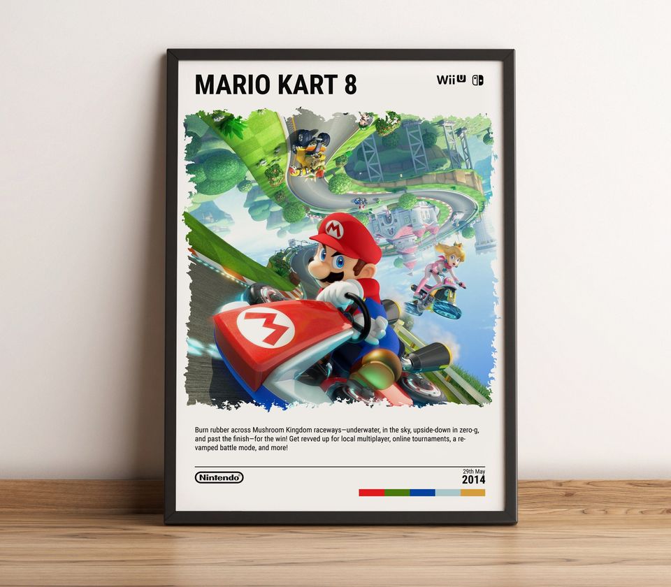 Mario Kart 8 (2014) Nintendo Switch Poster - Video Game Art Print - Gaming Gift