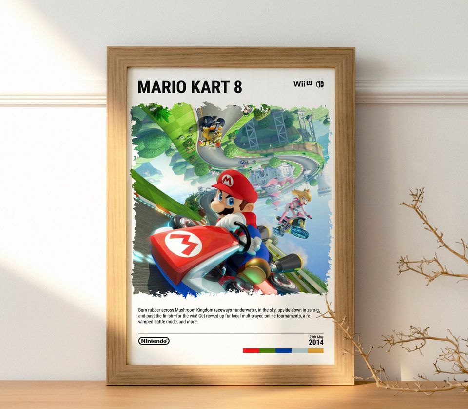 Mario Kart 8 (2014) Nintendo Switch Poster - Video Game Art Print - Gaming Gift