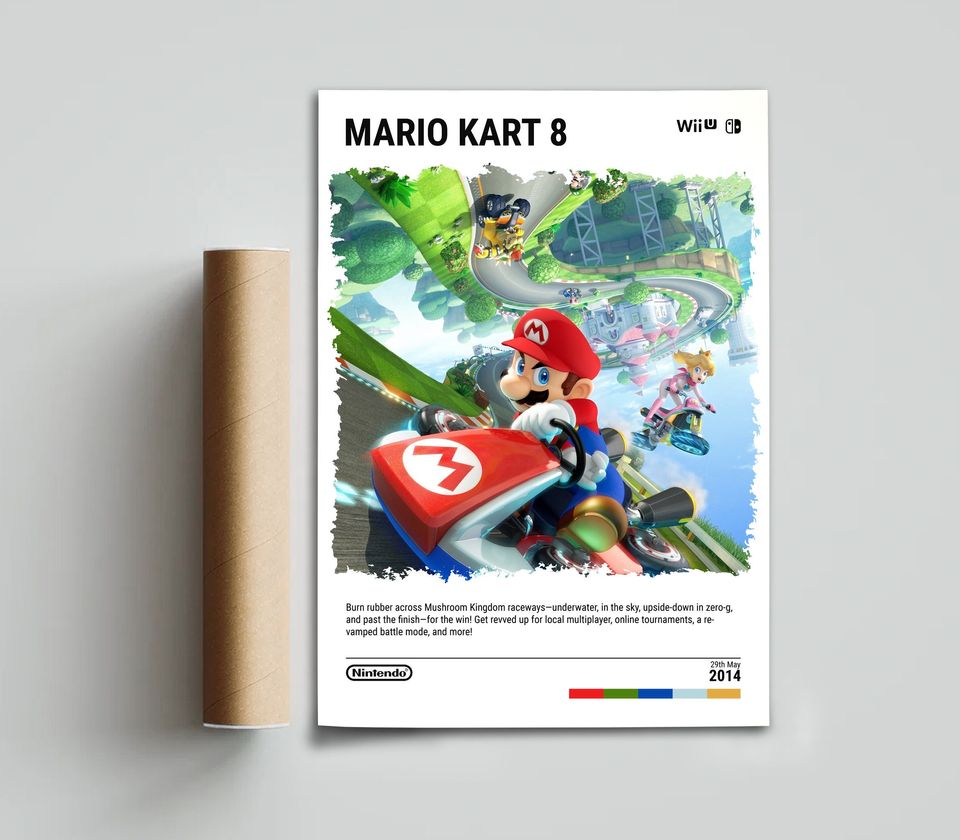 Mario Kart 8 (2014) Nintendo Switch Poster - Video Game Art Print - Gaming Gift