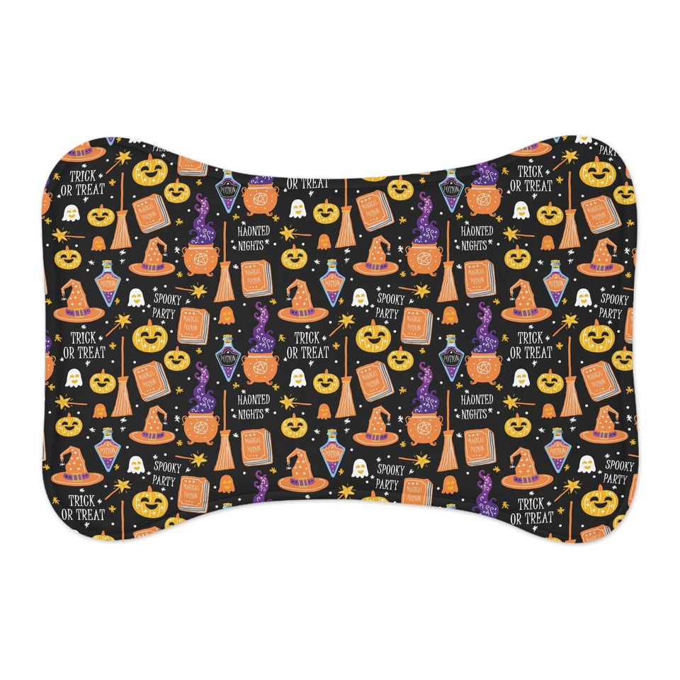 Halloween on Black Pet Bowls Mats