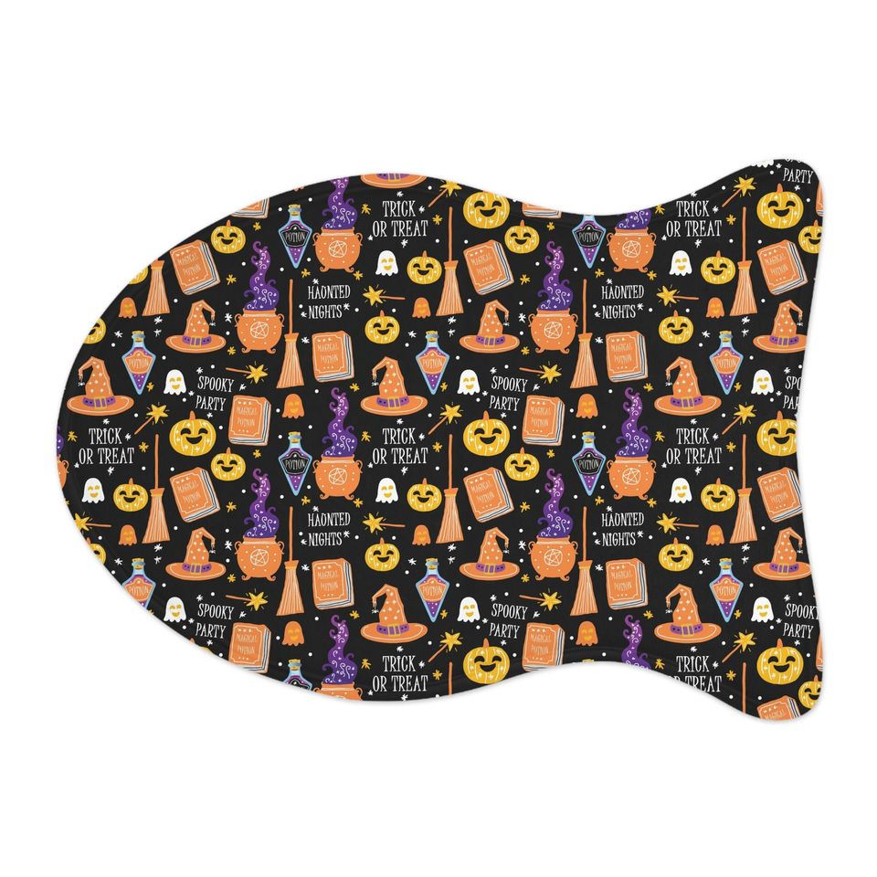 Halloween on Black Pet Bowls Mats