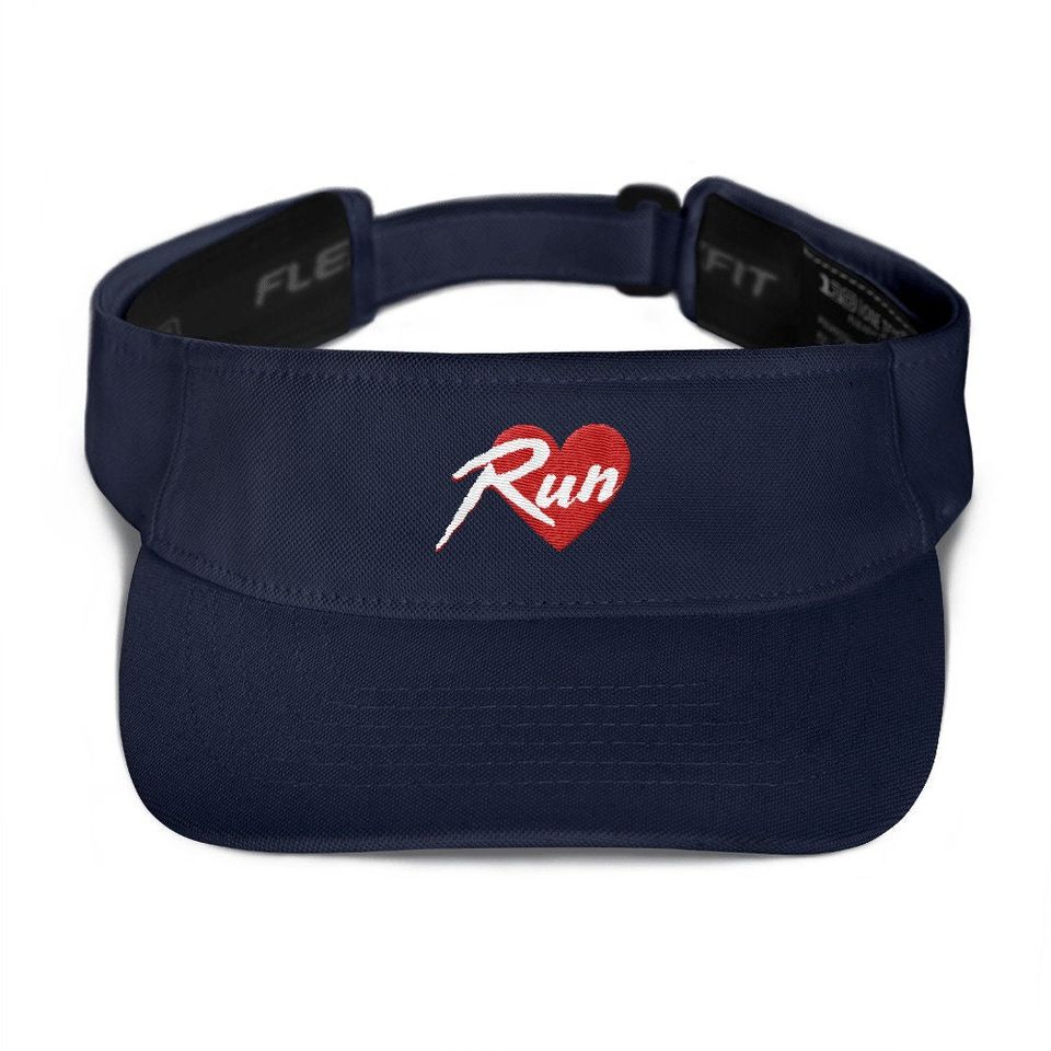 RUN HEART  Retro Embroidered Graphic Visor  Fun Run Track Club