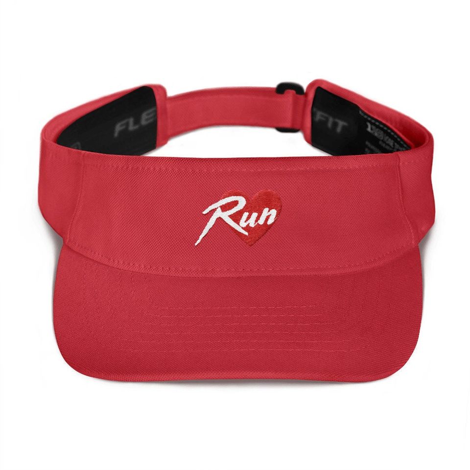 RUN HEART  Retro Embroidered Graphic Visor  Fun Run Track Club