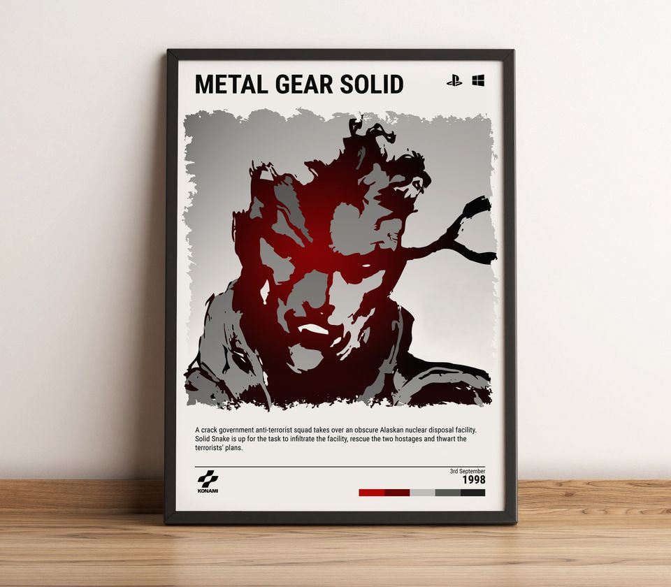 Metal Gear Solid (1998) Game Poster - Video Game Wall Art Print - Gaming Gift