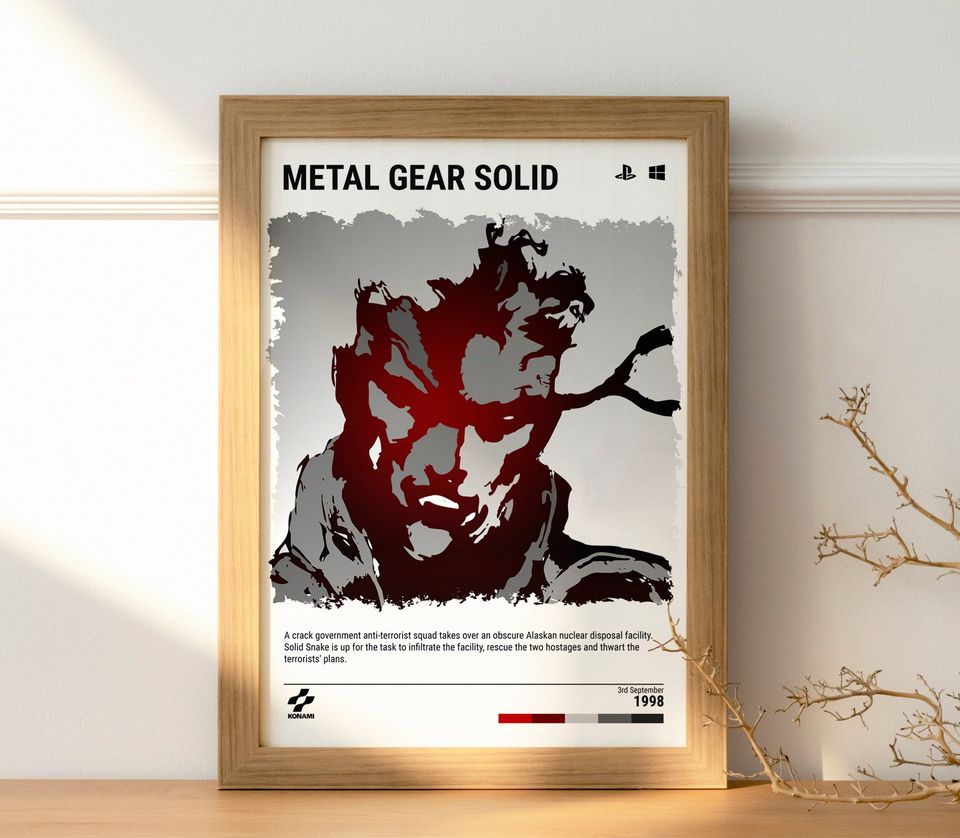 Metal Gear Solid (1998) Game Poster - Video Game Wall Art Print - Gaming Gift