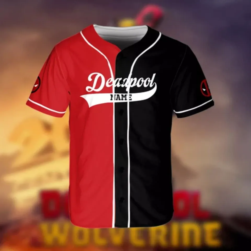 Personalized Wolverine And Deadpool Superhero Black Red 3D Baseball Jersey Shirt