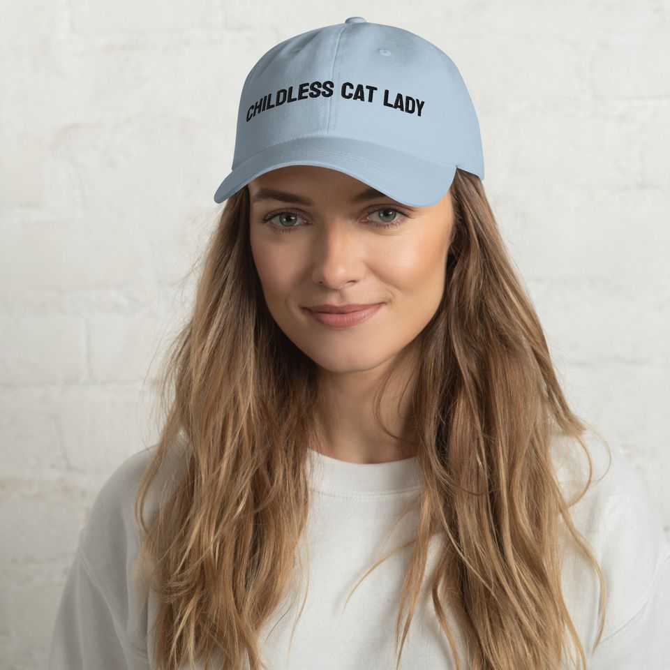 childless cat lady embroidered baseball cap