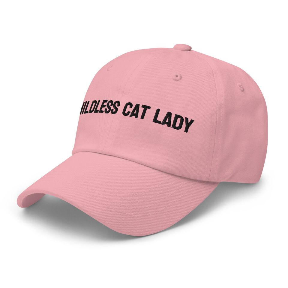childless cat lady embroidered baseball cap
