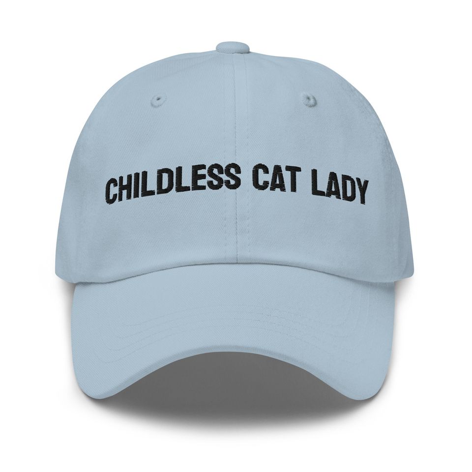 childless cat lady embroidered baseball cap