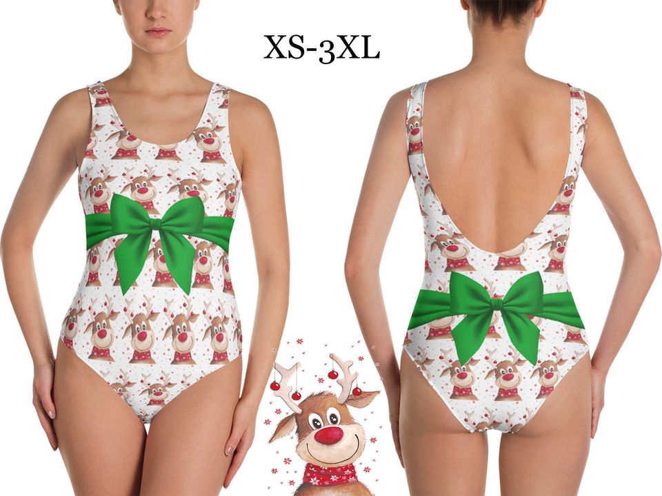 Christmas Gift Box One-Piece Swimsuit