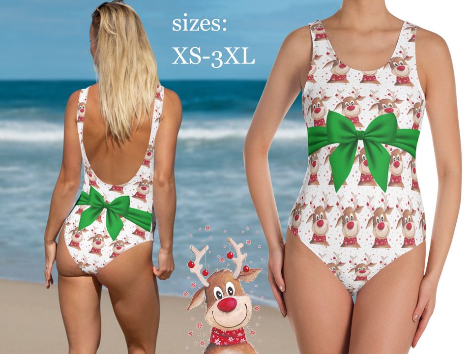 Christmas Gift Box One-Piece Swimsuit