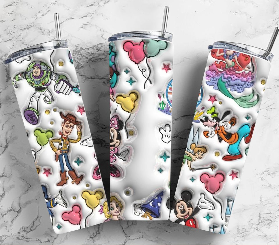 Personalized Inflated Disney Tumbler, Minnie Ears Disney Trip 20oz Skinny Tumbler