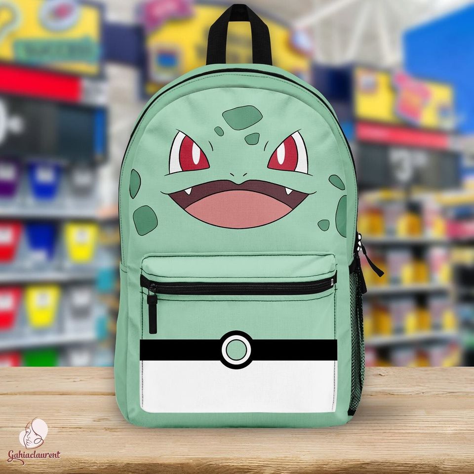 Bulbasaur School Backpack | Bulbasaur School Bag | PKM Anime Backpack | Bulbasaur Squirtle Charmander | Gamer Backpack | Back to School