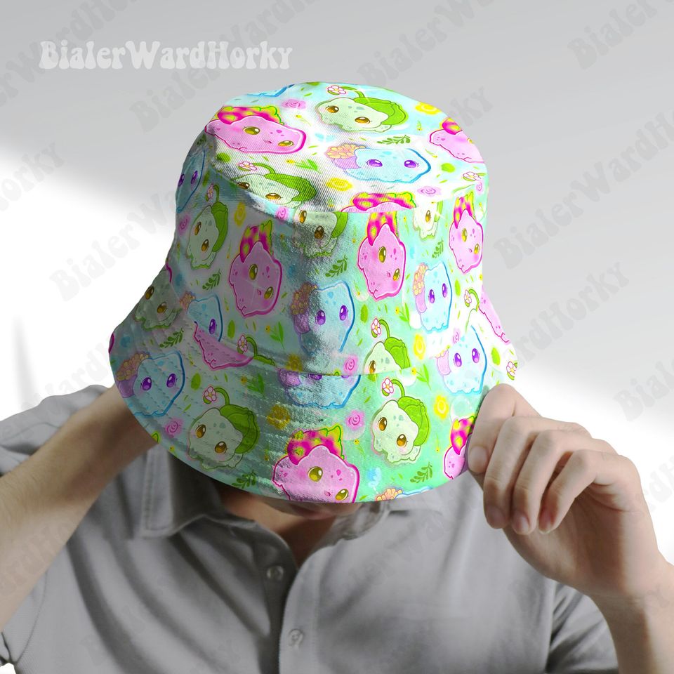 Bulbasaur Bucket, Funny Grass Type Unisex Anime Bucket Gifts, Bulbasaur Hat