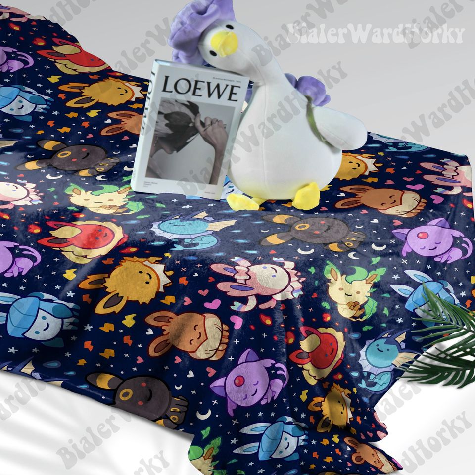 Eevee Evolution Galaxy Fleece Blanket, Evolution Blanket, Cute Fleece Blanket, Anime Blanket Galaxy, Gifts
