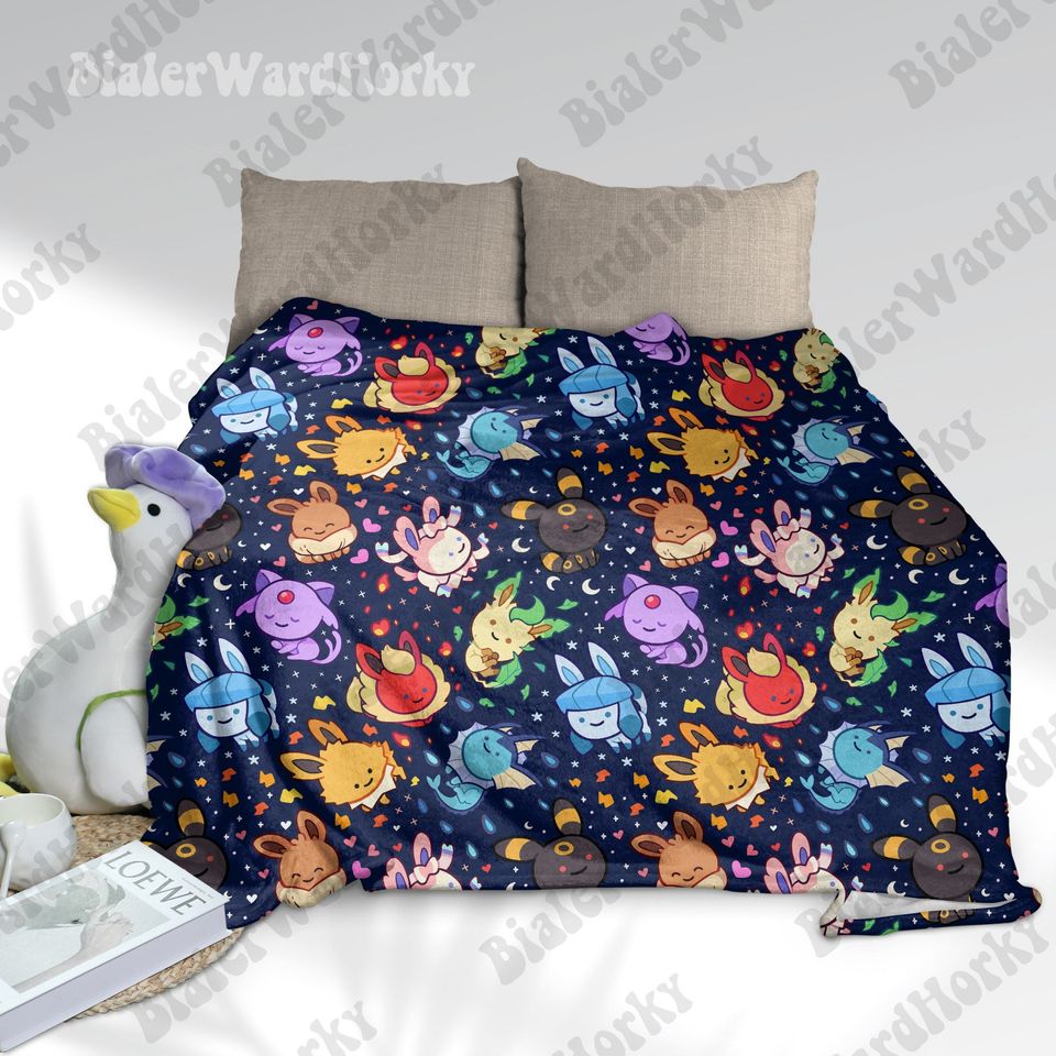 Eevee Evolution Galaxy Fleece Blanket, Evolution Blanket, Cute Fleece Blanket, Anime Blanket Galaxy, Gifts