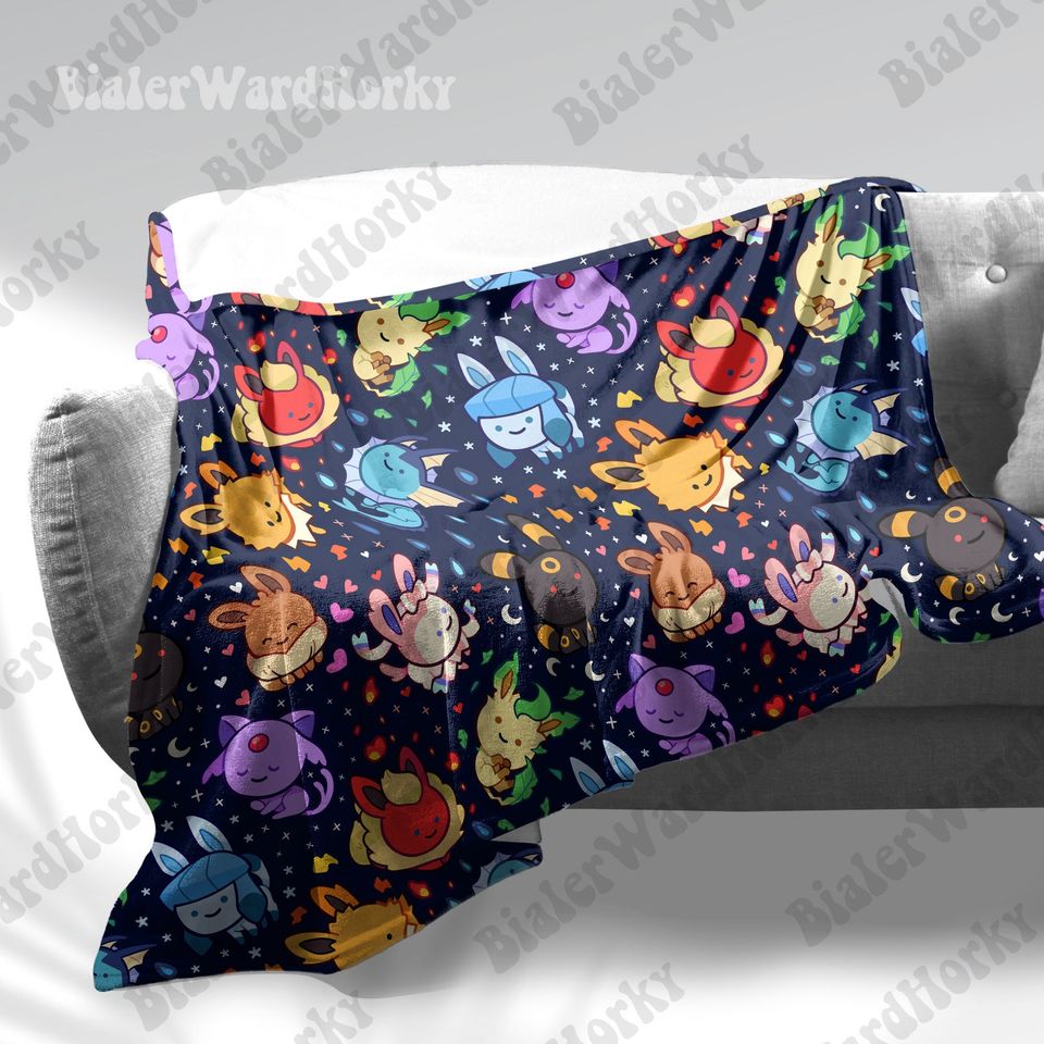Eevee Evolution Galaxy Fleece Blanket, Evolution Blanket, Cute Fleece Blanket, Anime Blanket Galaxy, Gifts