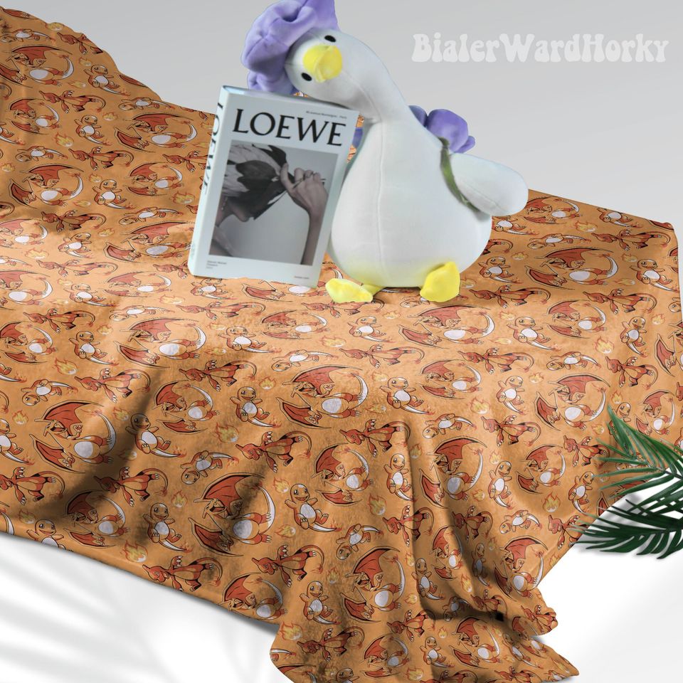 Charmander Evolution Fleece Blanket, Fire Type Custom Blanket, Anime Blanket Charizard, Gifts