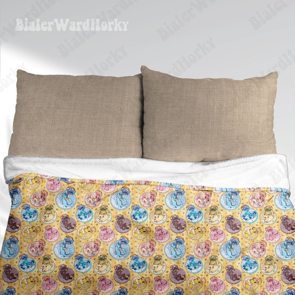 Eevee Evolution Bottled Magic Fleece Blanket, Fleece Blanket, Anime Blanket Eevee Evolution, Gifts
