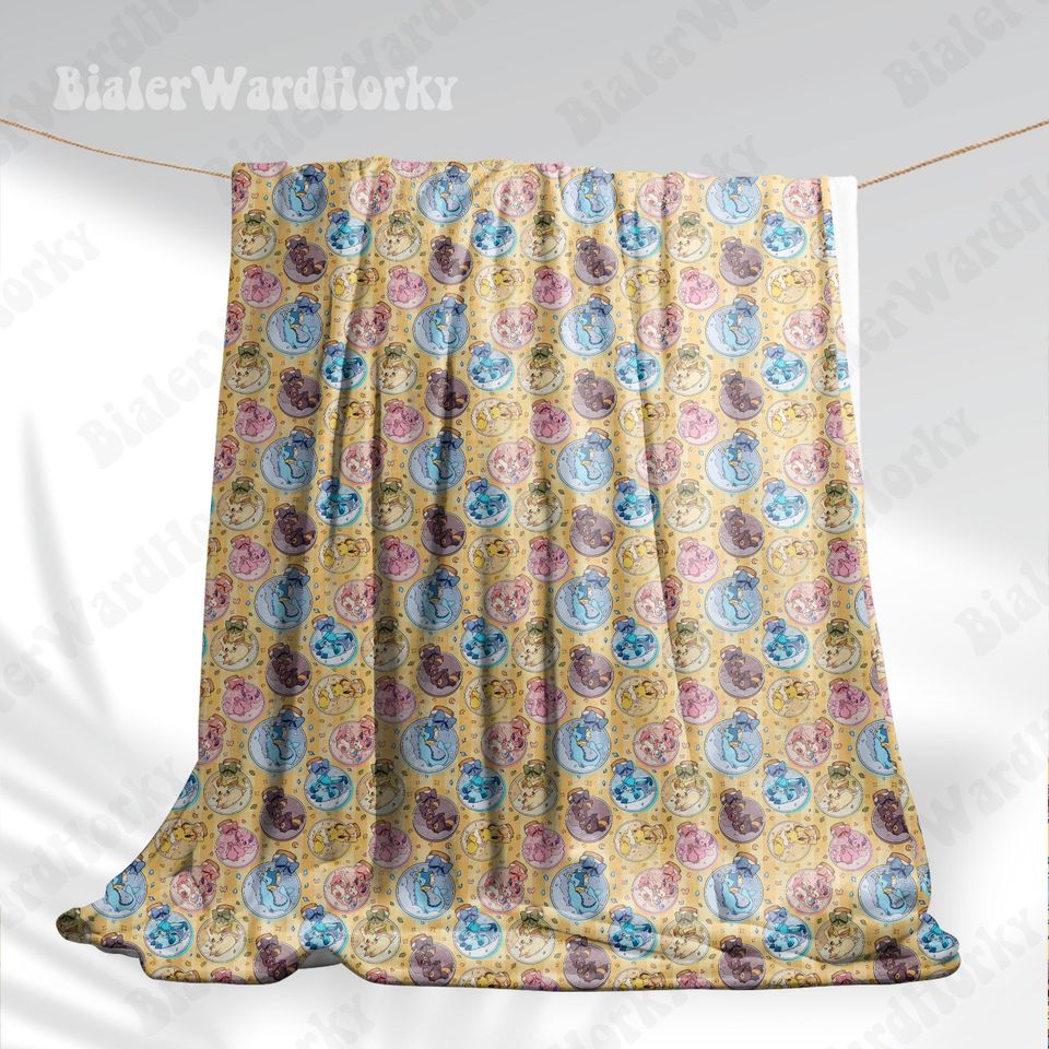 Eevee Evolution Bottled Magic Fleece Blanket, Fleece Blanket, Anime Blanket Eevee Evolution, Gifts