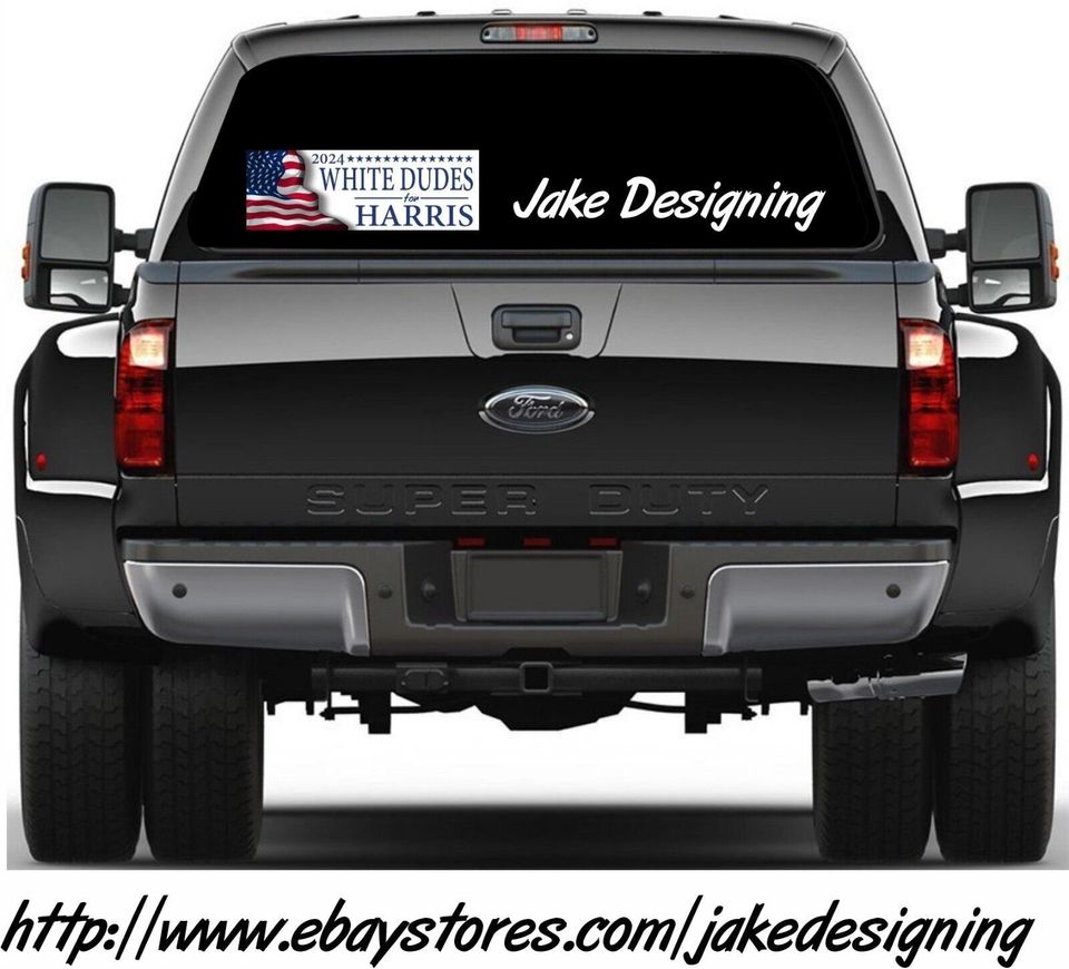 White Dudes for Harris Bumper Sticker or Magnet USA Wavy Flag Kamala Harris