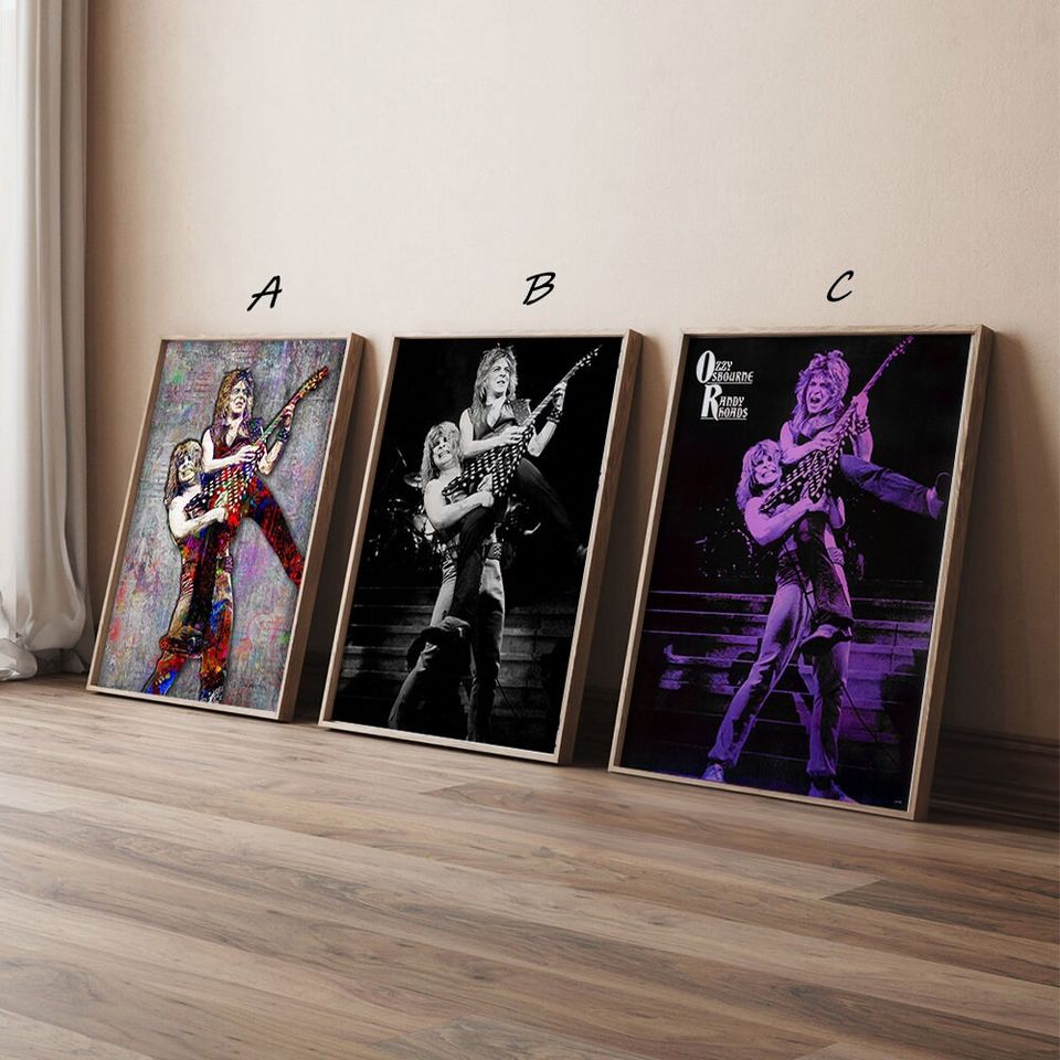 Randy Rhoads and Ozzy Osbourne Poster, High Quality Canvas Print Art Posters, Gift for her, Gift for Him, Unframed
