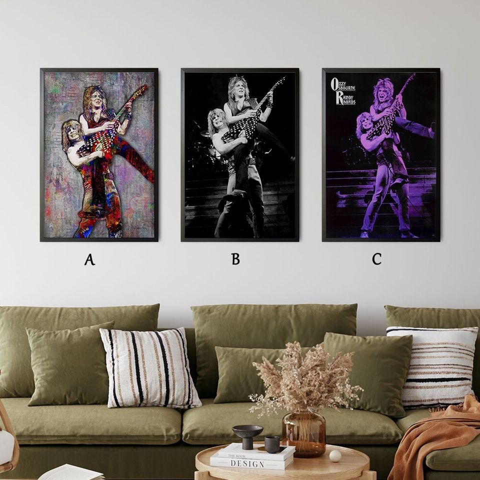 Randy Rhoads and Ozzy Osbourne Poster, High Quality Canvas Print Art Posters, Gift for her, Gift for Him, Unframed
