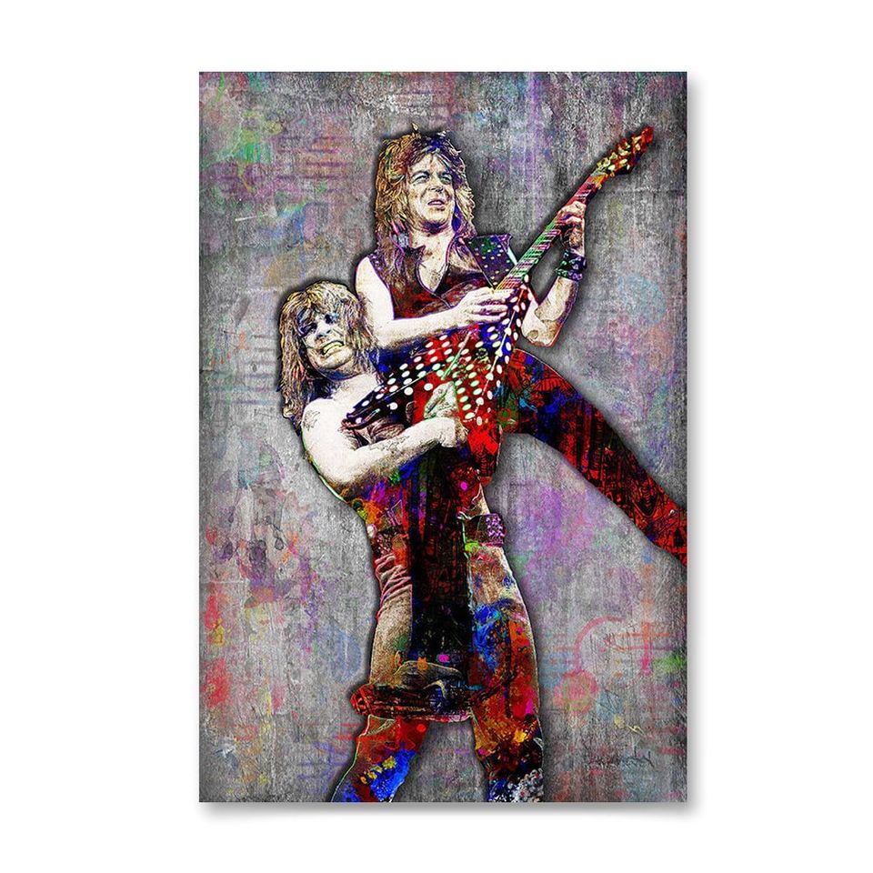 Randy Rhoads and Ozzy Osbourne Poster, High Quality Canvas Print Art Posters, Gift for her, Gift for Him, Unframed