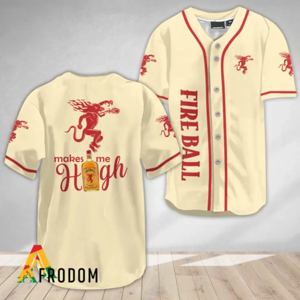 Fireball Whiskey Make Me High Printed Baseball Shirt