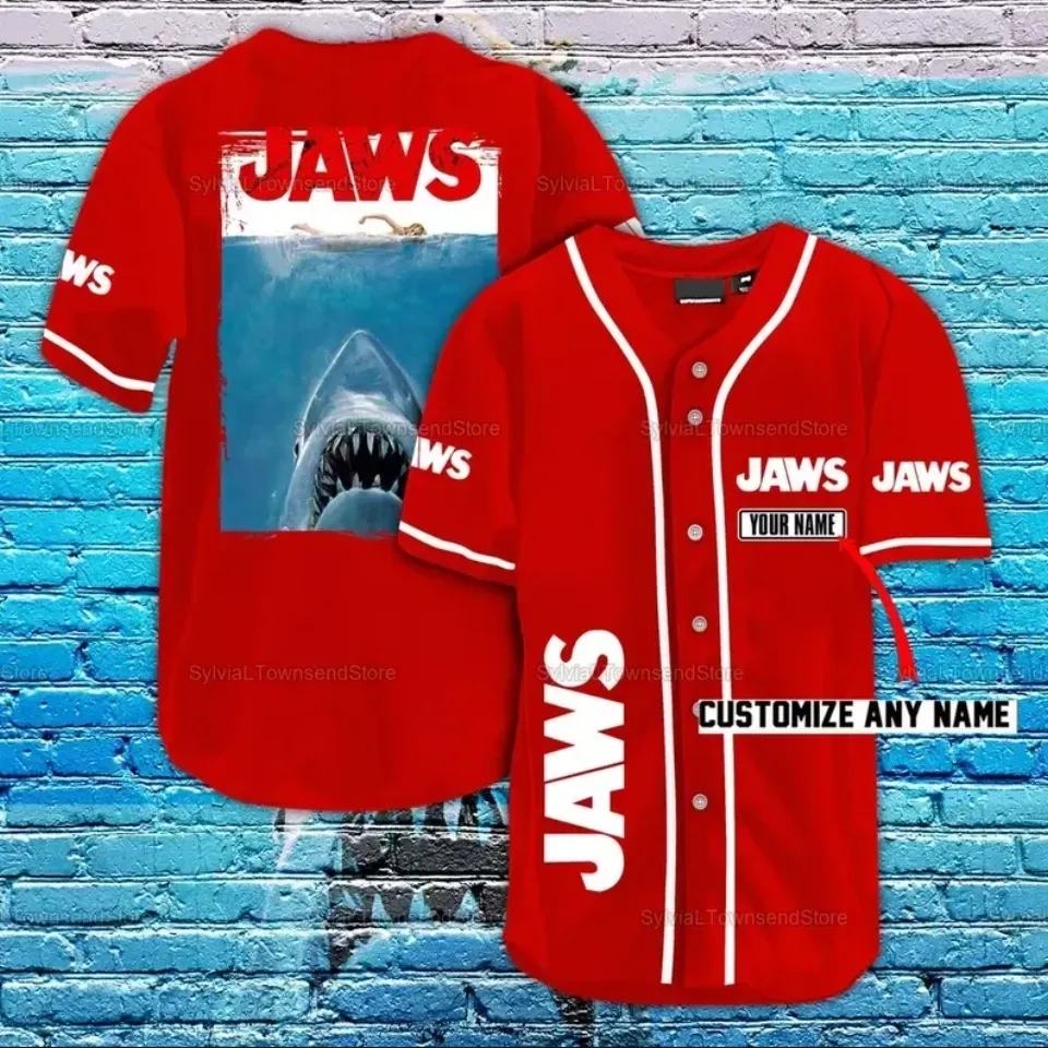 Jaws Personalized 3D BASEBALL JERSEY SHIRT US Size Fathers Day Gift