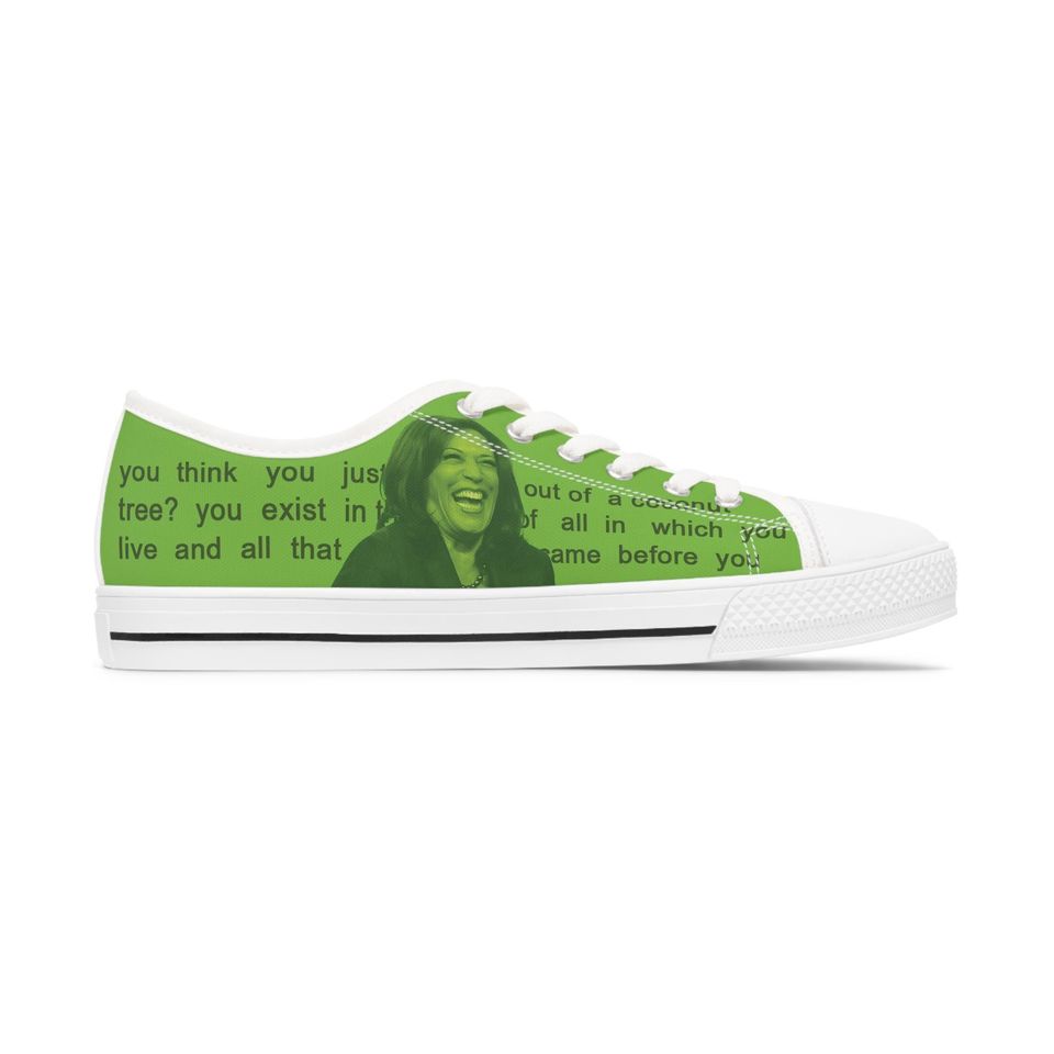 Kamala Lime Green Low Top Sneakers, Coconut Tree and BRAT Summer