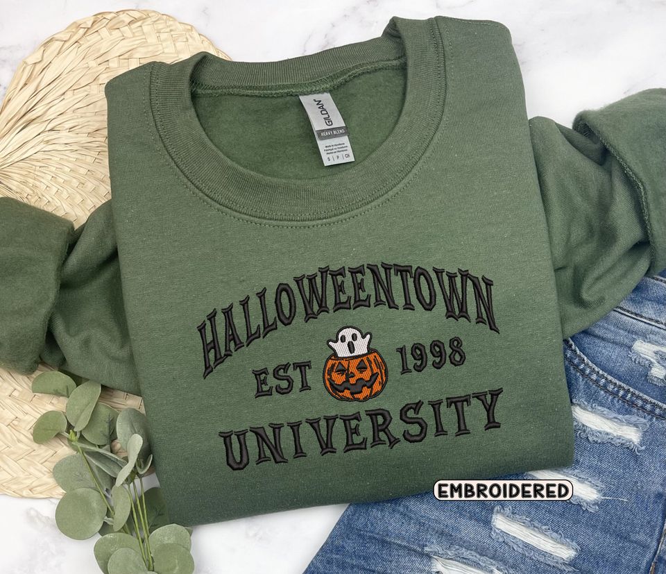 Embroidered Halloweentown Sweatshirt, Embroidered Fall Sweatshirt