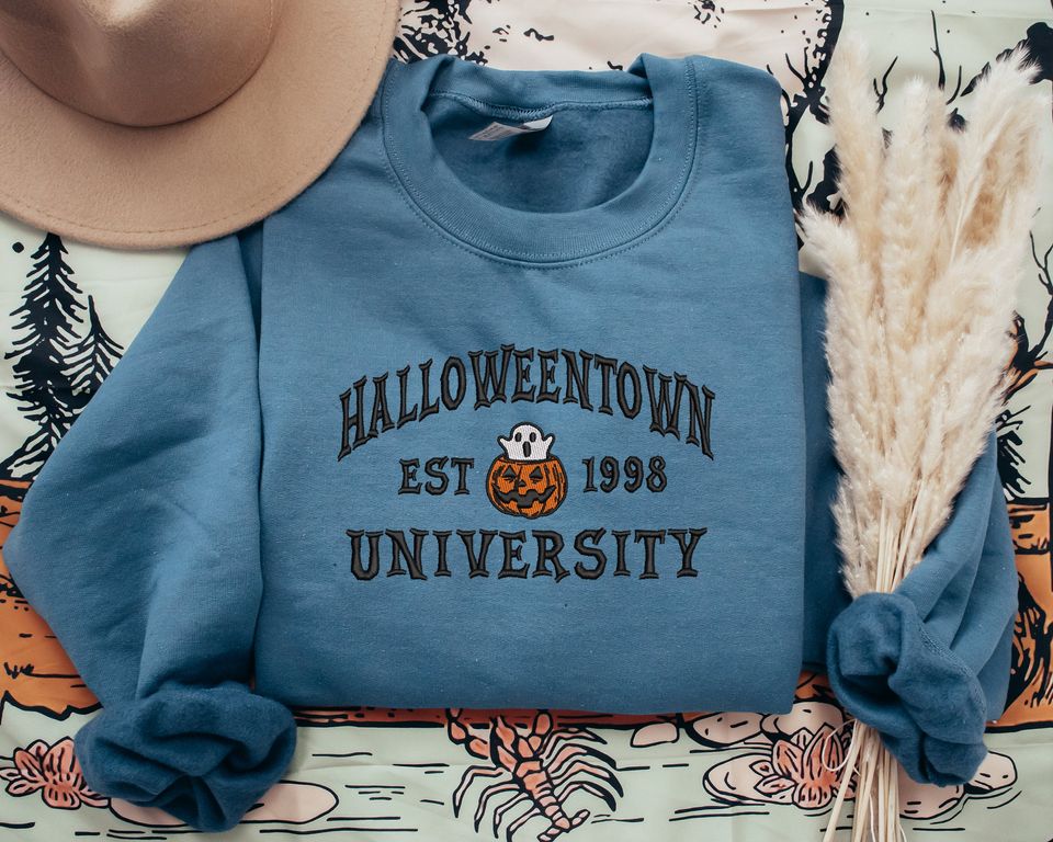 Embroidered Halloweentown Sweatshirt, Embroidered Fall Sweatshirt