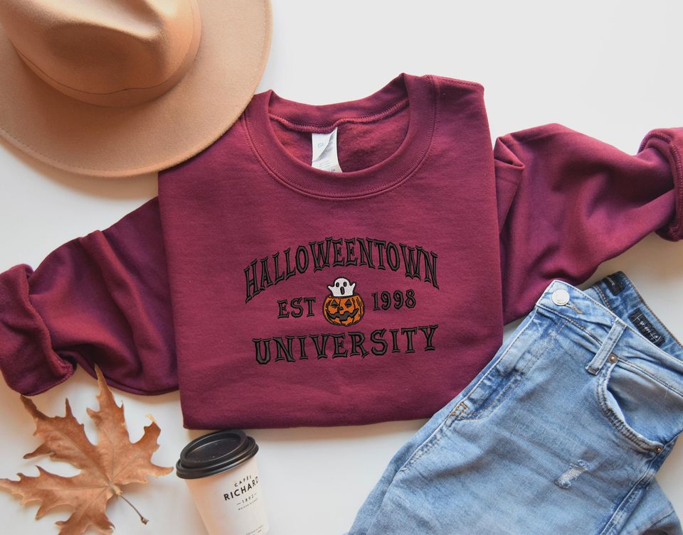 Embroidered Halloweentown Sweatshirt, Embroidered Fall Sweatshirt