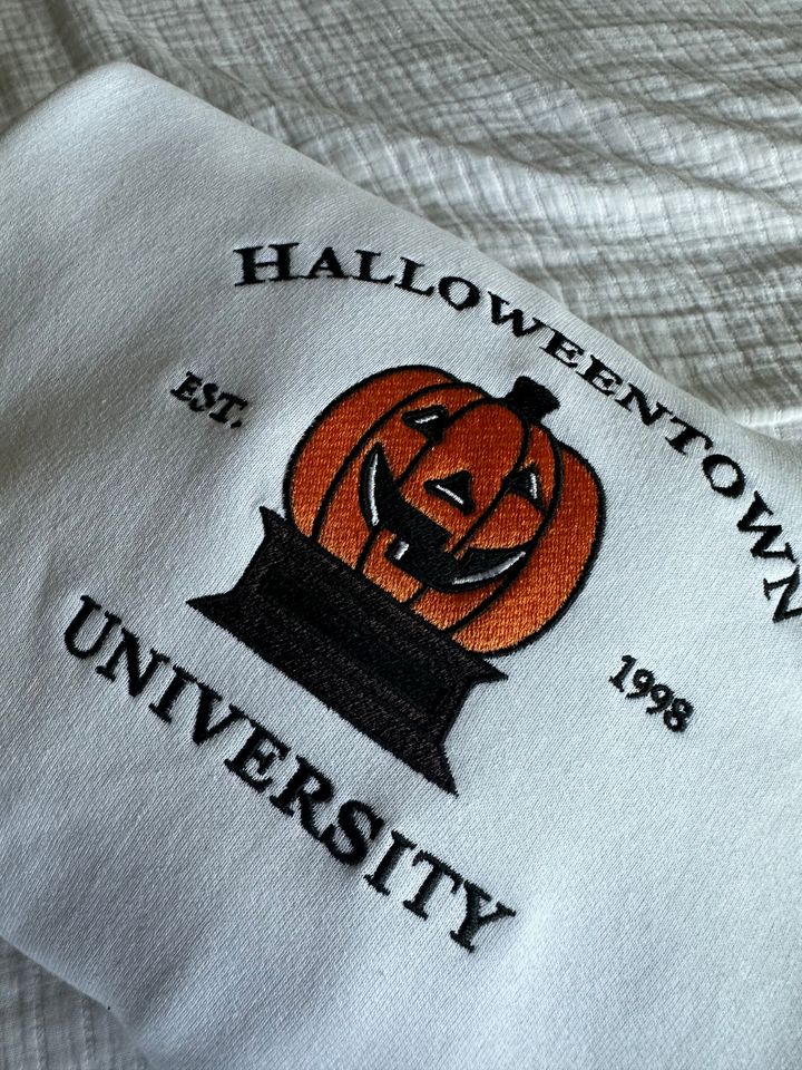 Halloween Town University Embroidered Halloween crewneck sweater